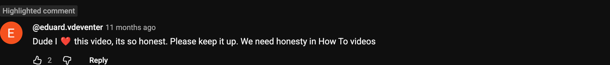 YouTube comment